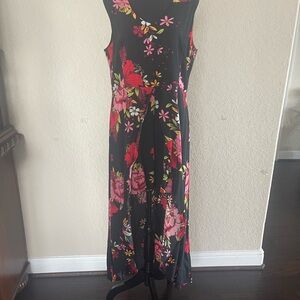 Floral Black and Pink Sleeveless Romper Dress